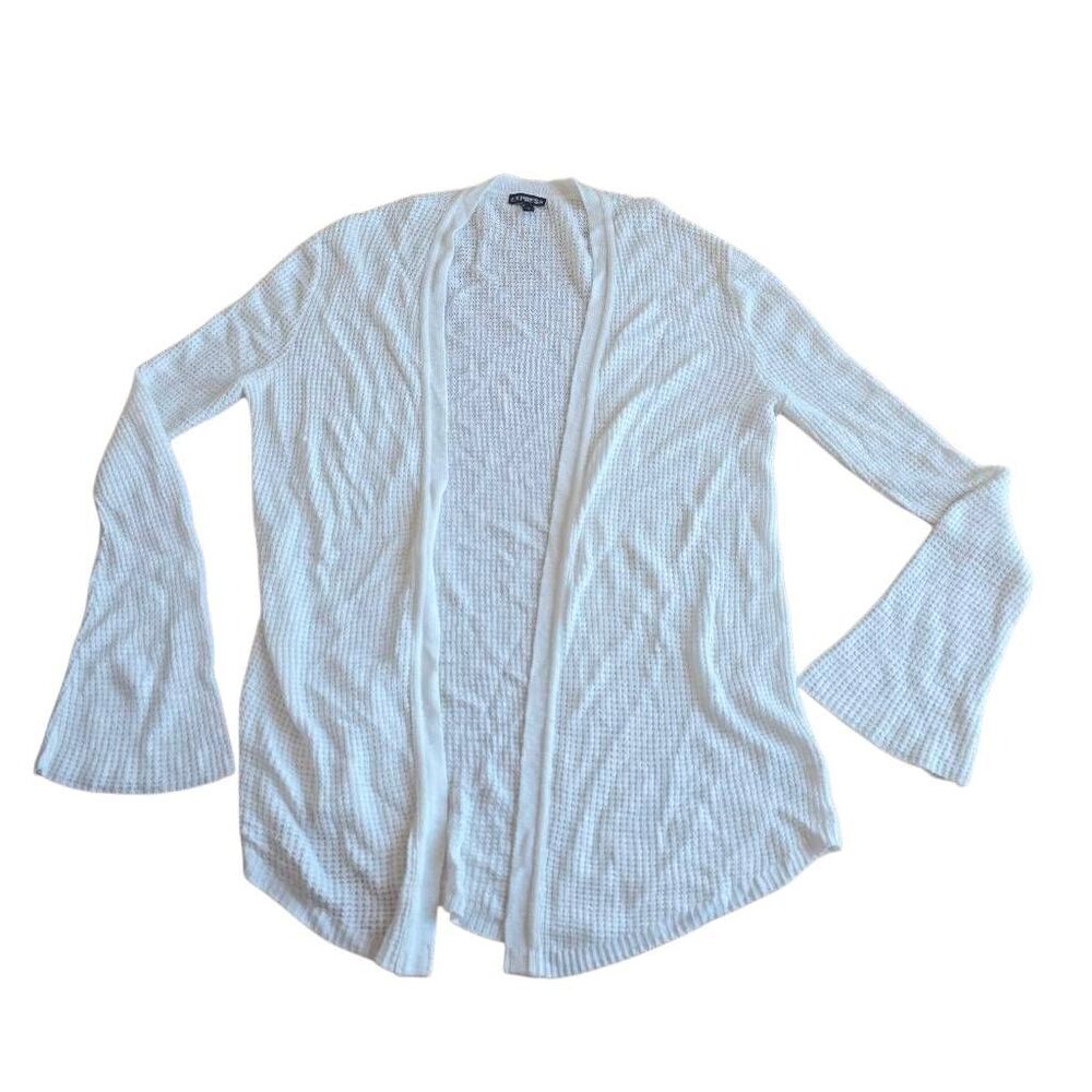 Express womens Sz M white knit open front cardigan